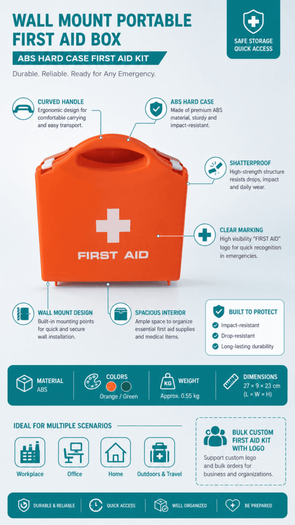 Wall-Mount First Aid Kit – Curved Handle-ABS Material detail image