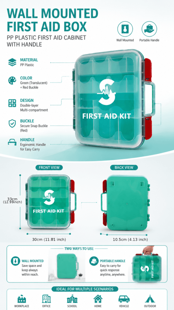 Wall-mounted Slide Latch First Aid Kit detail image