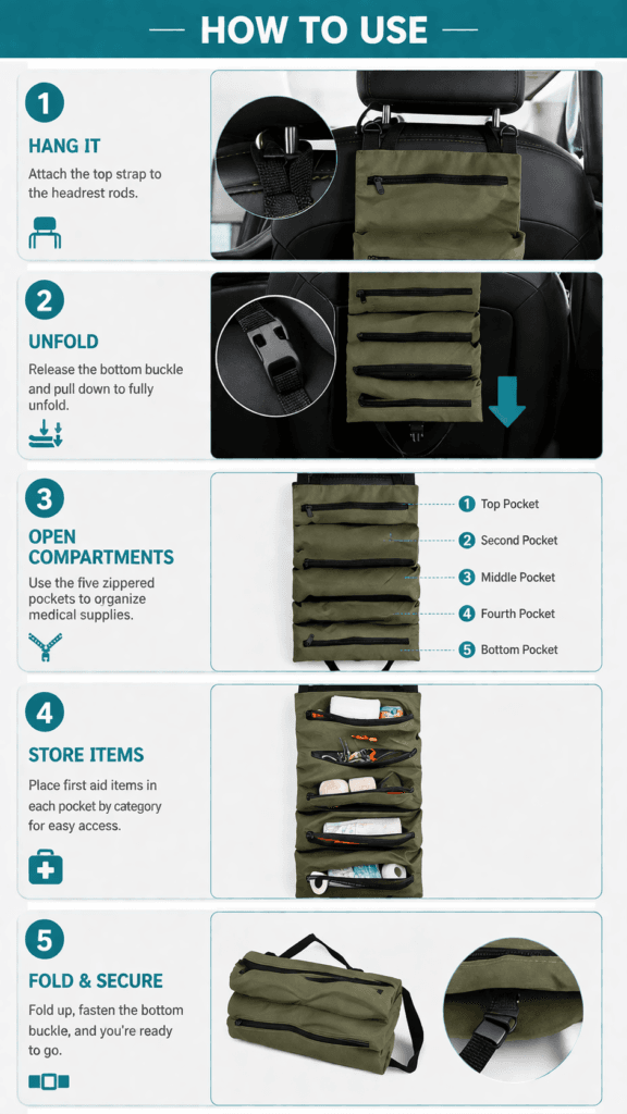 5-Pocket Roll-Up First Aid Organiser detail image