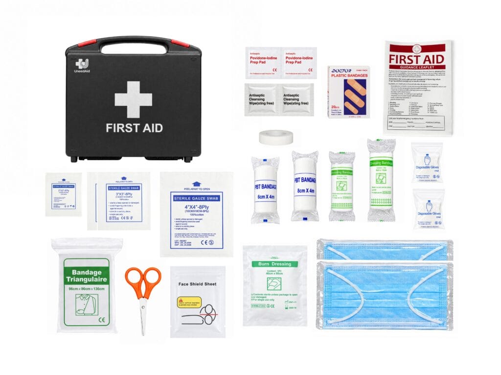 Portable First Aid Kit with Buckles-Curved Handle