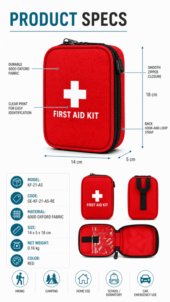 Lightweight Oxford Fabric First Aid Kit Bag detail image