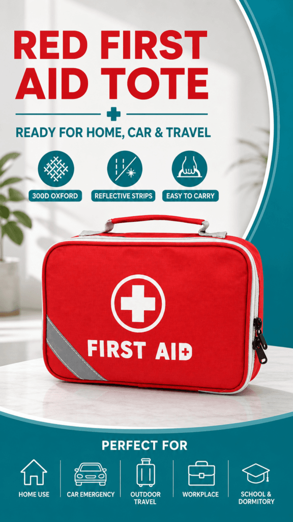 Compact First Aid Kit Bag with Slanted Reflective Strip detail image