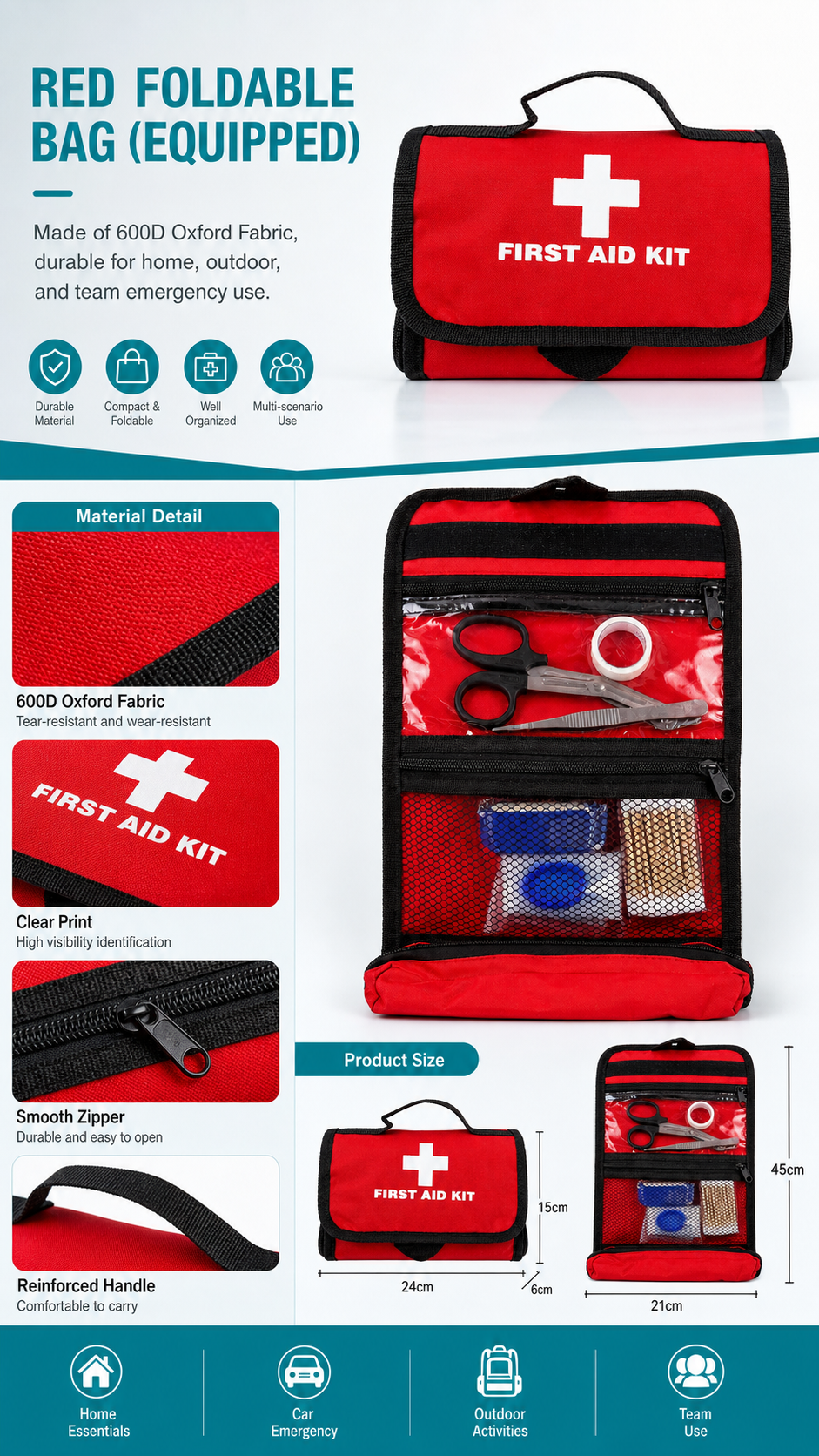 Portable Folding First Aid Kit detail image