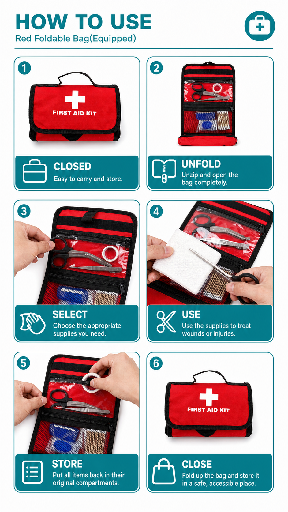 Portable Folding First Aid Kit detail image