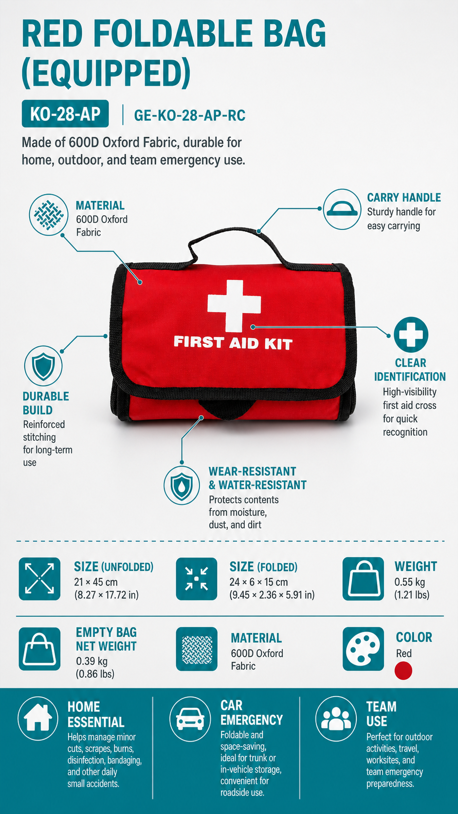 Portable Folding First Aid Kit detail image