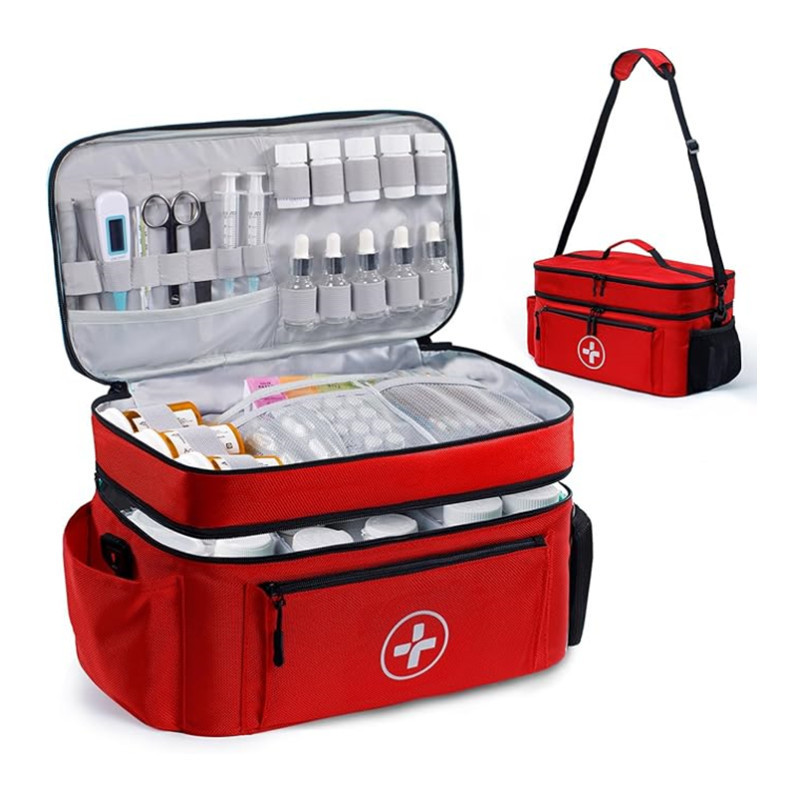 Extra-Large Double-Layer First Aid kit Bag with Shoulder Strap
