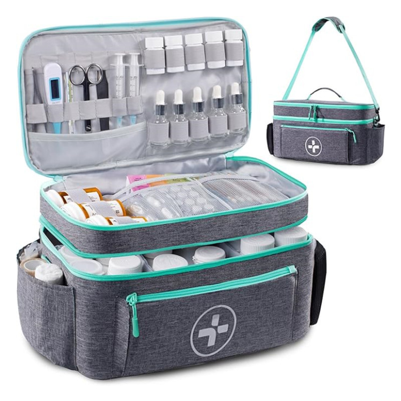 Extra-Large Double-Layer First Aid kit Bag with Shoulder Strap detail image