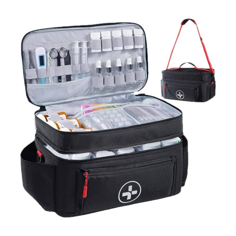 Extra-Large Double-Layer First Aid kit Bag with Shoulder Strap detail image