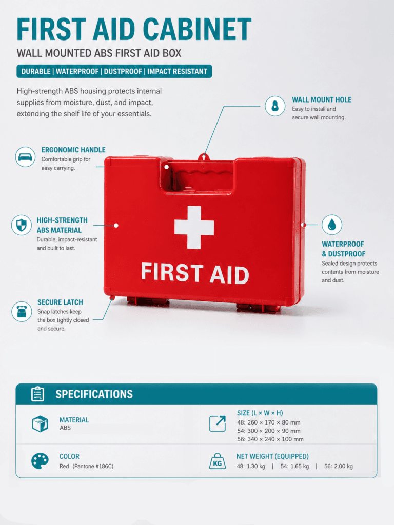 Wall-mounted first aid kit detail image