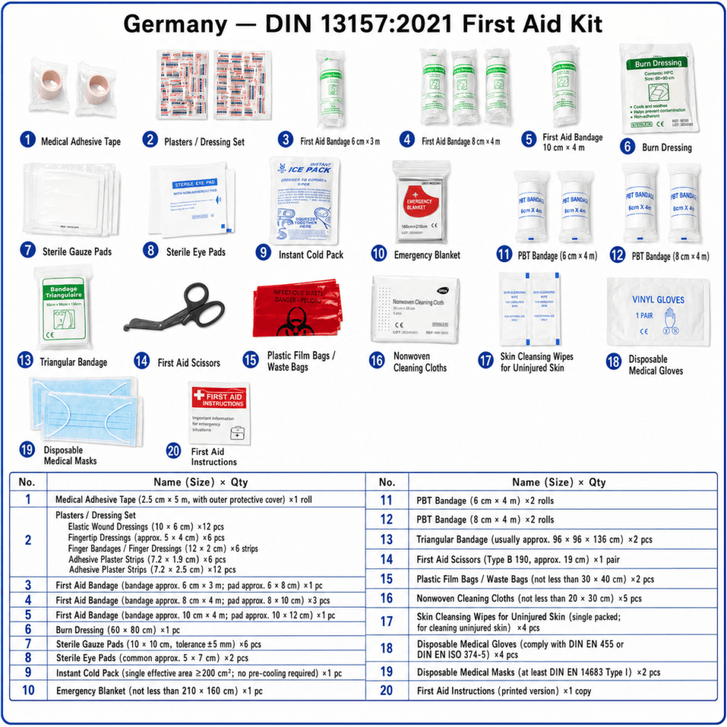 Germany DIN 13157:2021 Workplace Small First Aid Kit