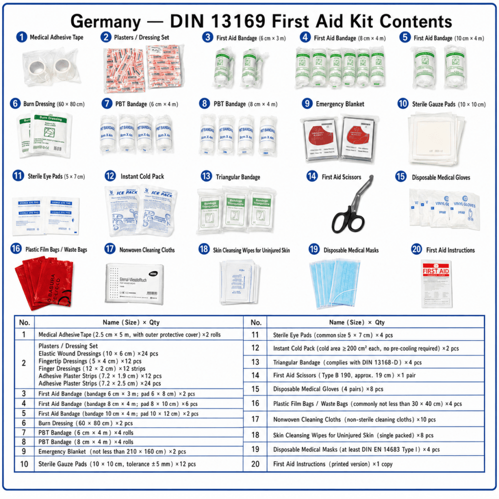 Germany DIN 13169:2021 Workplace Large First Aid Kit