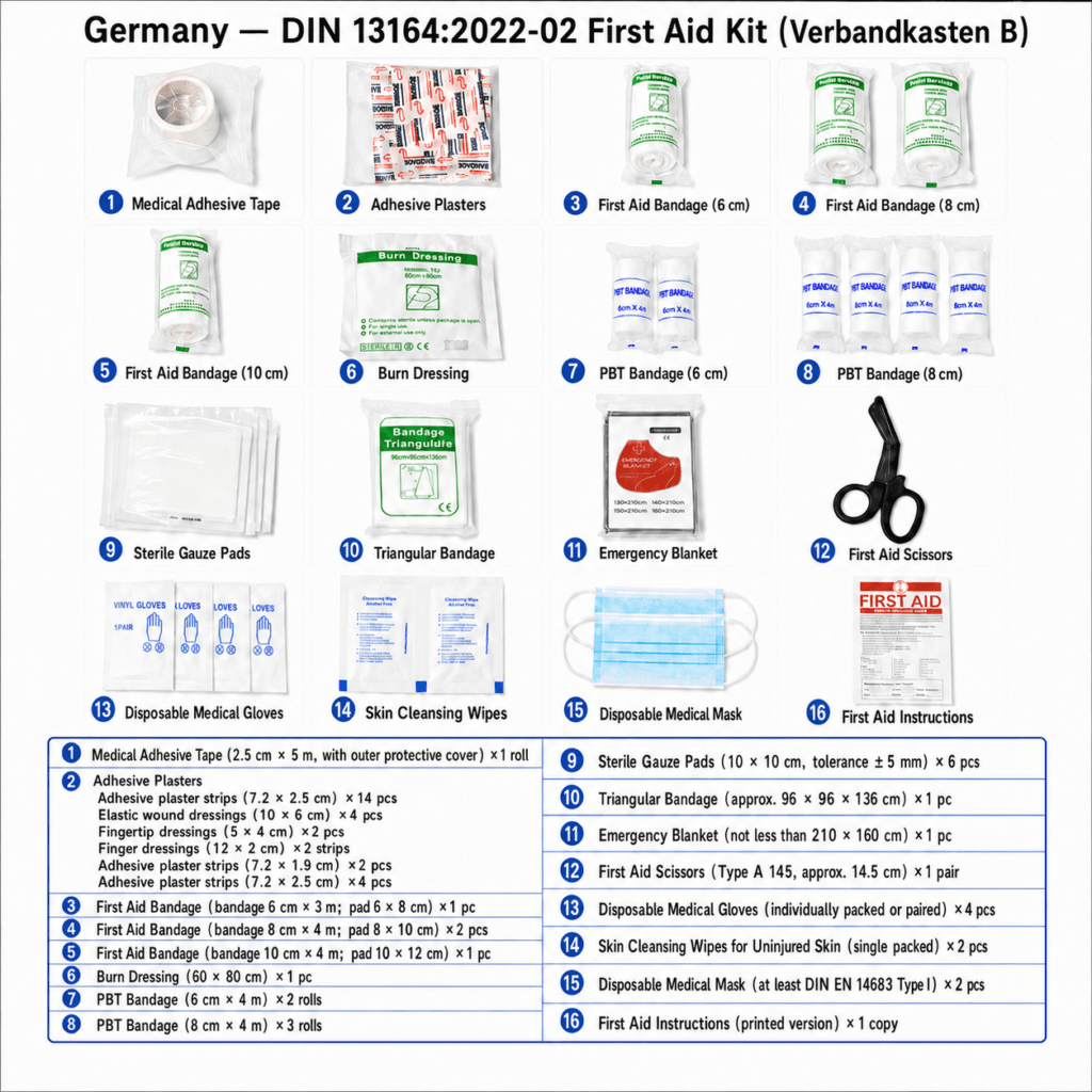 Germany DIN 13164:2022 Car First Aid Kit
