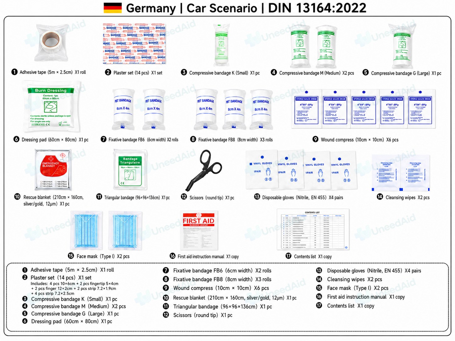Germany DIN 13164:2022 Car First Aid Kit