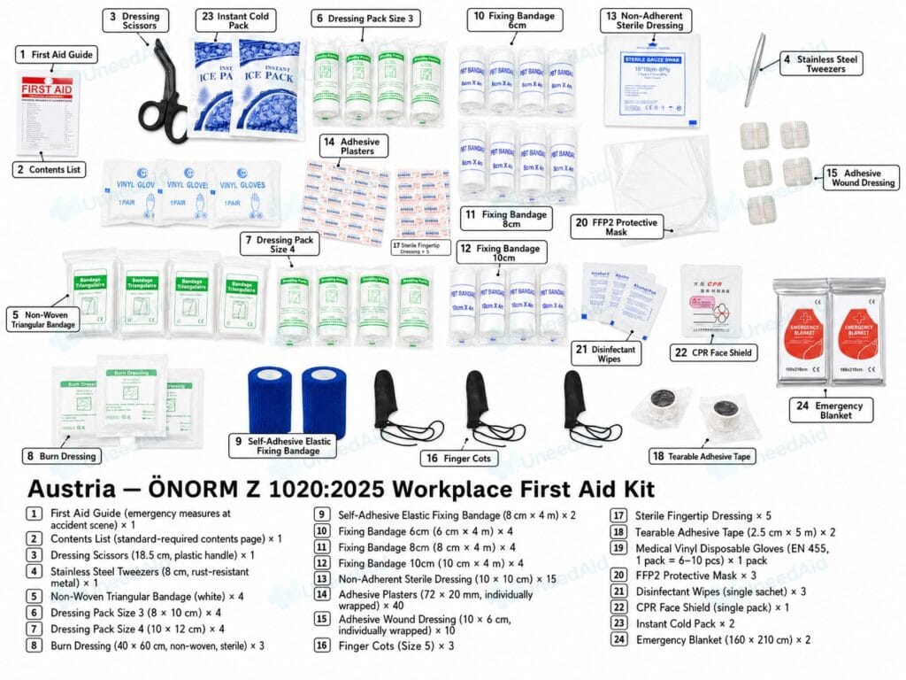 Austria NORM Z 1020:2025 Workplace First Aid Kit